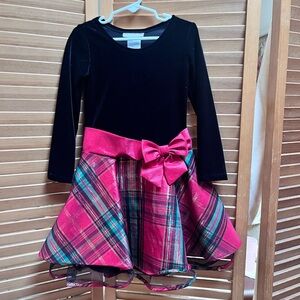 Bonnie Jean Black and Red Dress with Plaid Skirt